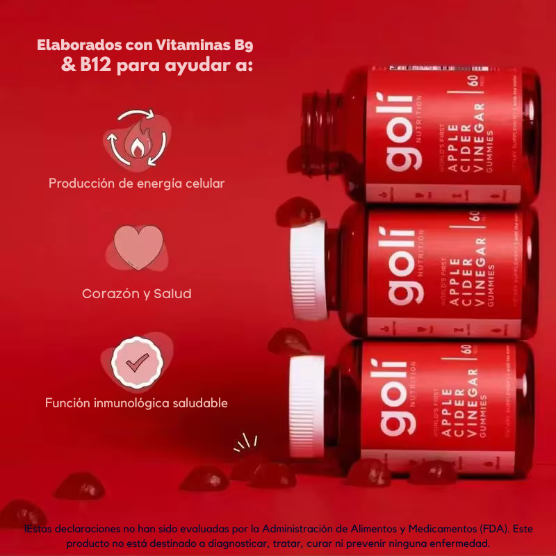 Vitaminas gomosas de vinagre de sidra de manzana Goli - Vitamina B12, sin gelatina