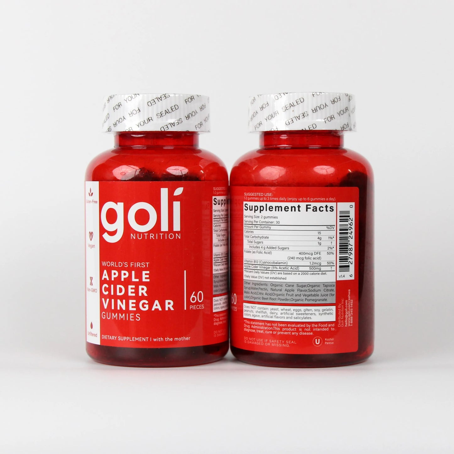 Vitaminas gomosas de vinagre de sidra de manzana Goli - Vitamina B12, sin gelatina